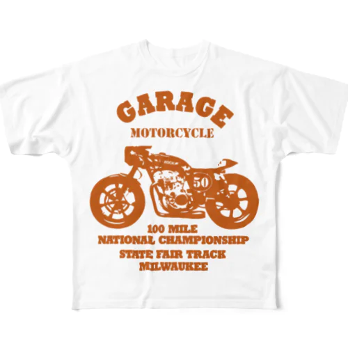 武骨なバイクデザイン orange All-Over Print T-Shirt