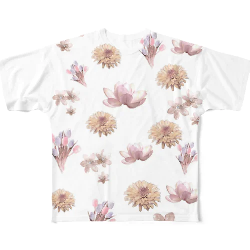 大人　花柄　 All-Over Print T-Shirt