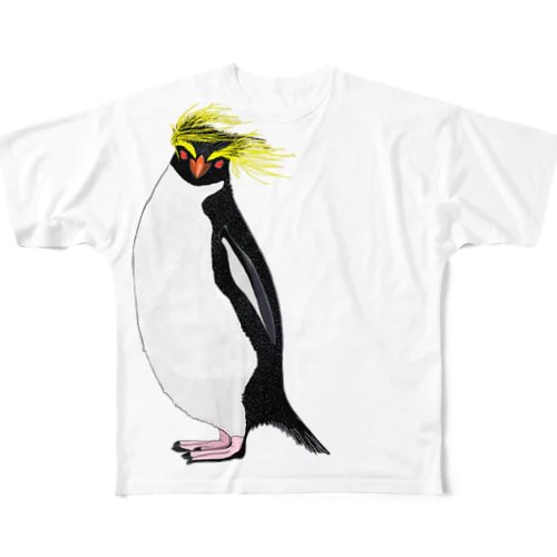 　風に吹かれるイワトビペンギンさん(文字無しバージョン All-Over Print T-Shirt