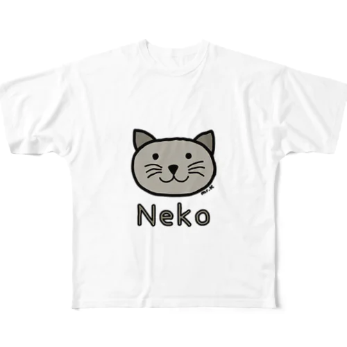 Neko (ネコ) 色デザイン 풀그래픽 티셔츠