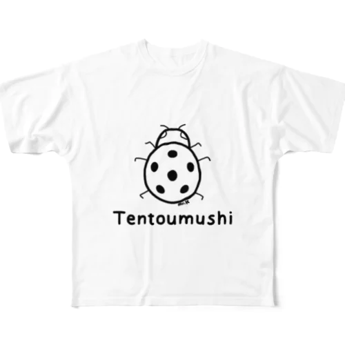 Tentoumushi (てんとう虫) 黒デザイン 풀그래픽 티셔츠