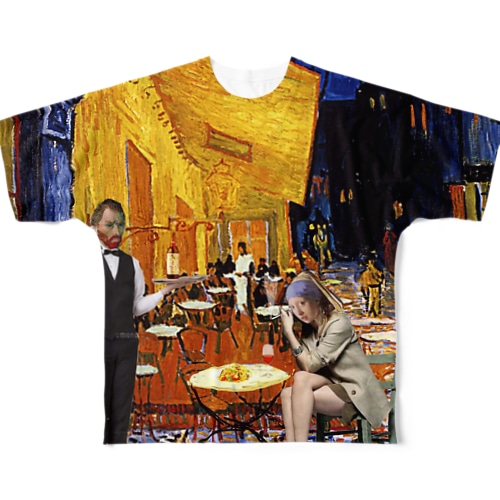 夜のカフェテラス All-Over Print T-Shirt