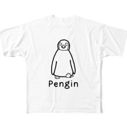 Pengin (ペンギン) 黒デザイン All-Over Print T-Shirt