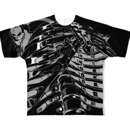 強化骨格_BLACK All-Over Print T-Shirt