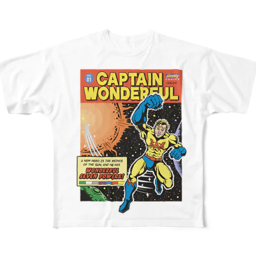 キャプテンワンダフル comic cover T フルグラフィックTシャツ