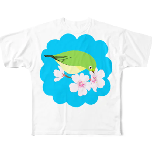 桜とメジロさん All-Over Print T-Shirt