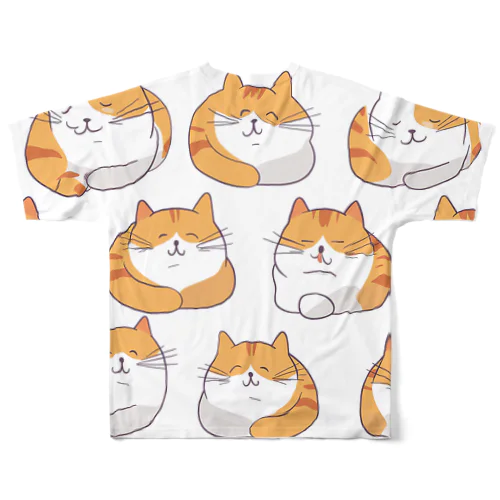 無限猫（寝る） フルグラフィックTシャツ