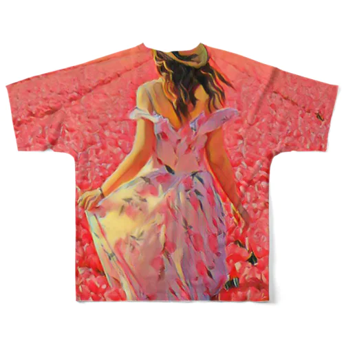 花畑フラワー フルグラフィックTシャツ