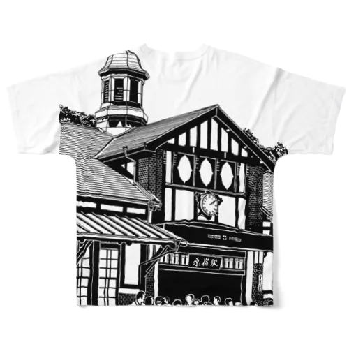 ありがとう原宿駅（切り絵風・枠無し） All-Over Print T-Shirt