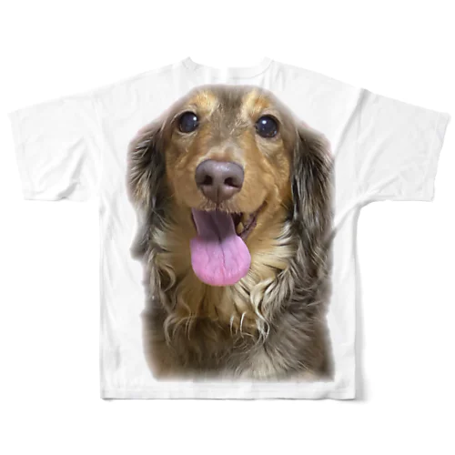 美犬モカちゃん(犬、Mダックス) フルグラフィックTシャツ