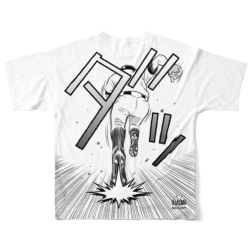 【背面プリント】「スピードスター／快足ブラック」 All-Over Print T-Shirt