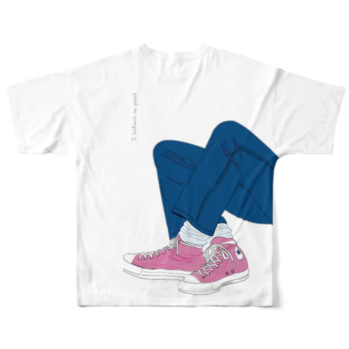 スニーカー(ピンク) フルグラフィックTシャツ