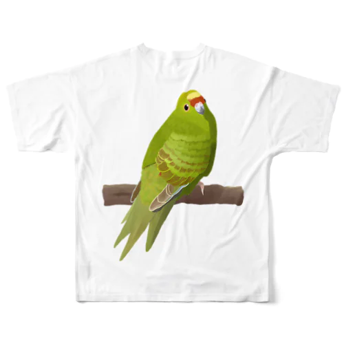 キガシラアオハシインコ（背面プリント) フルグラフィックTシャツ