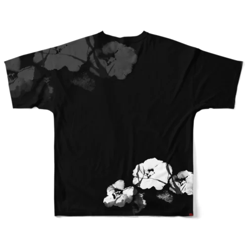 寒椿_White All-Over Print T-Shirt