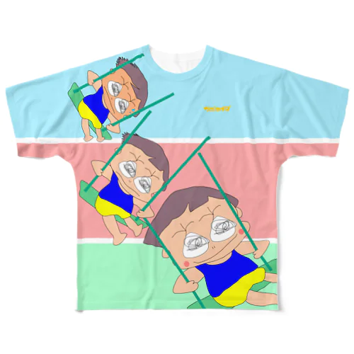 ブランコなんて　こわくないもん！ All-Over Print T-Shirt