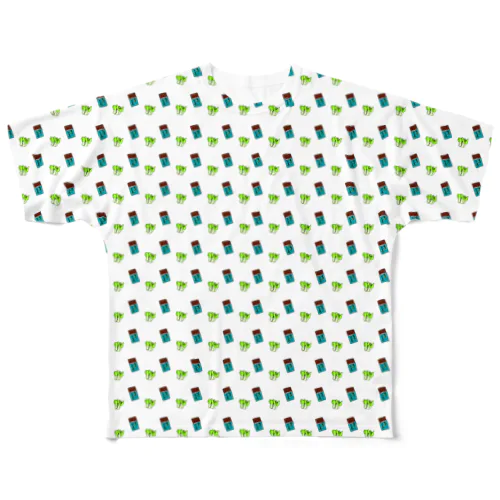 チョコミントと青梗菜（総柄） All-Over Print T-Shirt