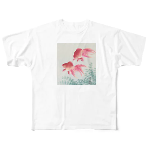 日本画:小原古邨_金魚二匹 All-Over Print T-Shirt