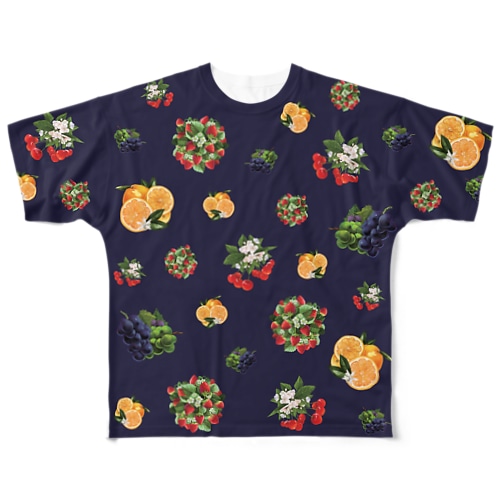 フルーツセットB（ネイビー） All-Over Print T-Shirt