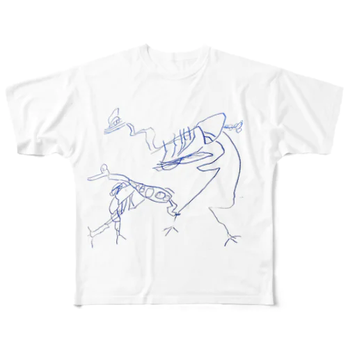 ヒクイドリとペンギンの骨 All-Over Print T-Shirt