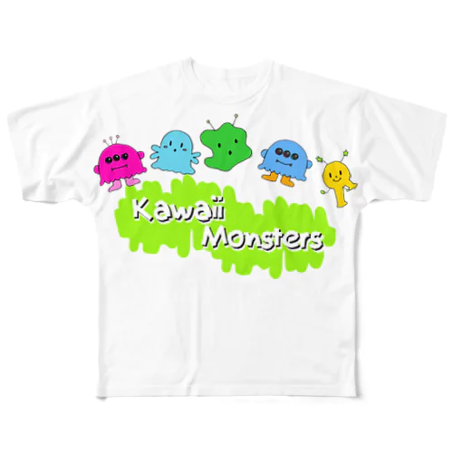 Kawaii Monsters | グリーンロゴ ver. All-Over Print T-Shirt