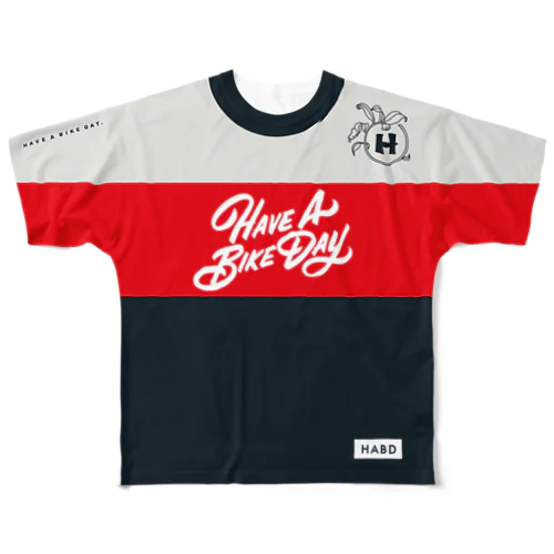 HABDmoto(red/navy) フルグラフィックTシャツ