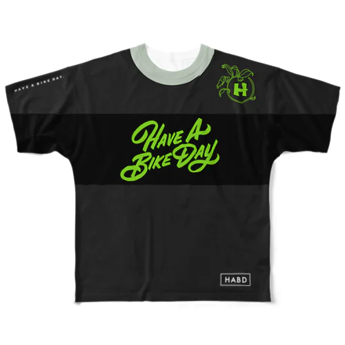 HABDmoto(black/green) フルグラフィックTシャツ