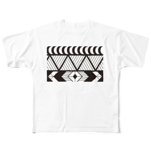 トライバル柄 All-Over Print T-Shirt