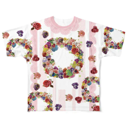 フルグラフィック花柄インコ(前面のみ) All-Over Print T-Shirt