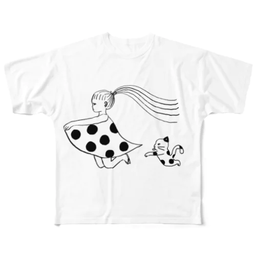 ねことピョン フルグラフィックTシャツ