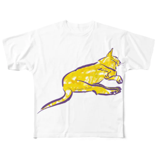 眠り猫 All-Over Print T-Shirt