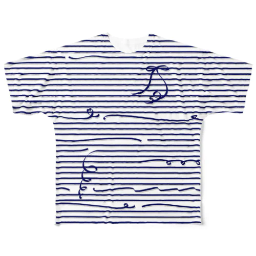 Navy Stripes 풀그래픽 티셔츠