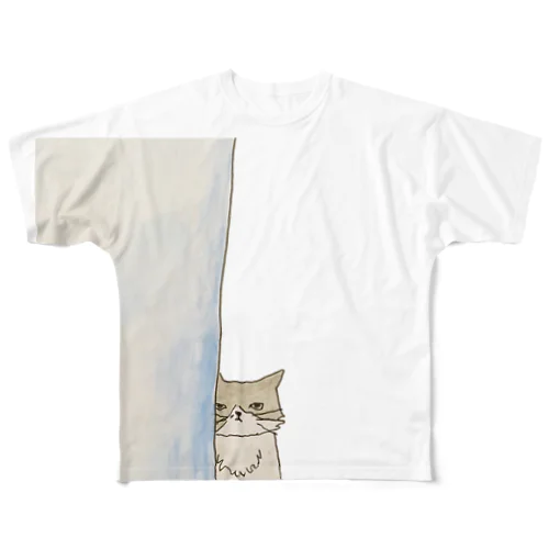 猫のミッシェル じーっとみてます All-Over Print T-Shirt