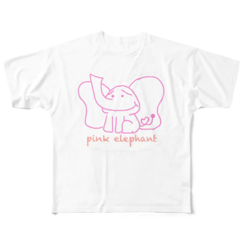 pink elephant フルグラフィックTシャツ