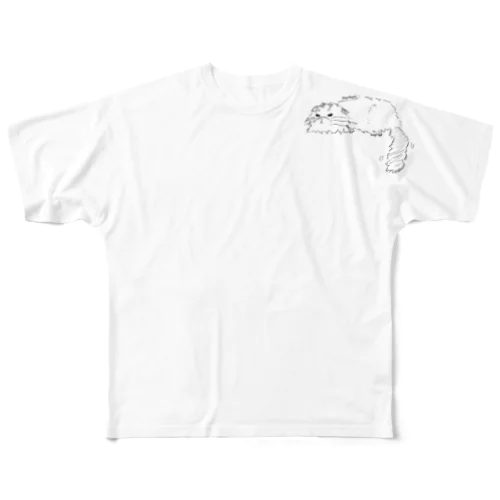 へっちょりにゃんこクロ All-Over Print T-Shirt