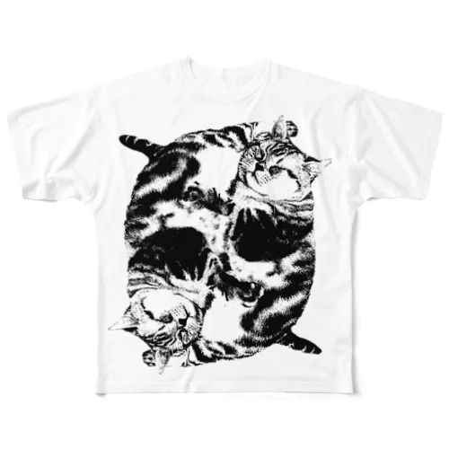 デブ猫ちゃん フルグラフィックTシャツ