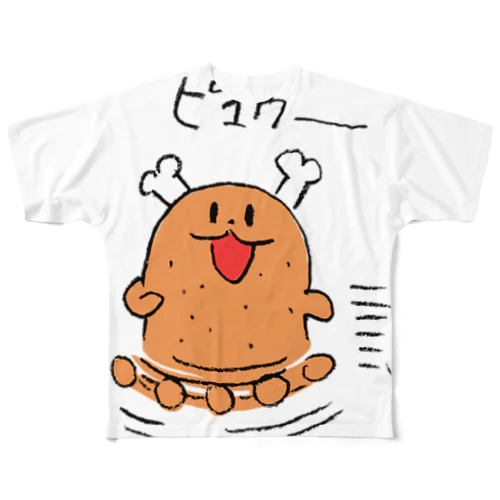 走るよ肉ボーン All-Over Print T-Shirt