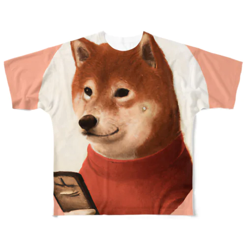 スマ柴犬 フルグラフィックTシャツ