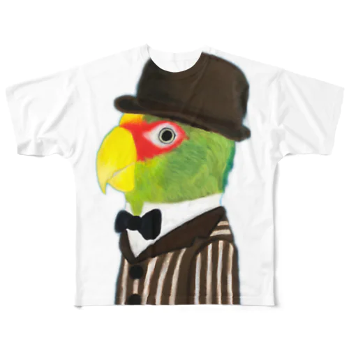 コボウシインコ紳士 背景なし All-Over Print T-Shirt