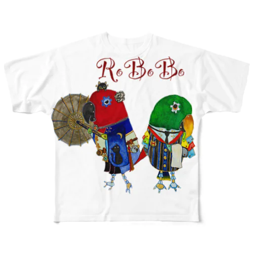 ROBOBOオオハナインコ 「妖子ロボと花太郎ロボ」 All-Over Print T-Shirt