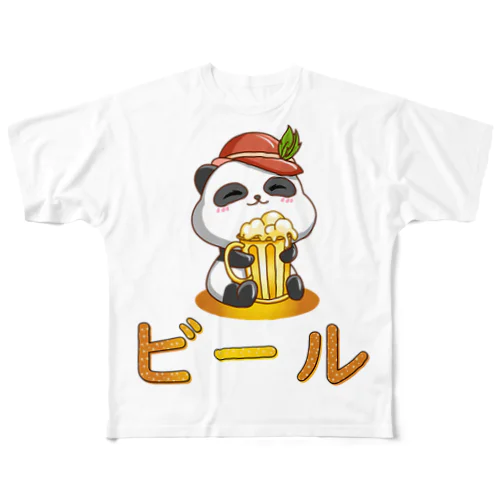  Cute Panda Drinking Beer Octoberfest フルグラフィックTシャツ