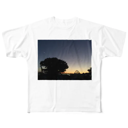 夕暮れと三日月 All-Over Print T-Shirt