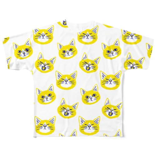 北欧風にゃんこ　黄色 All-Over Print T-Shirt