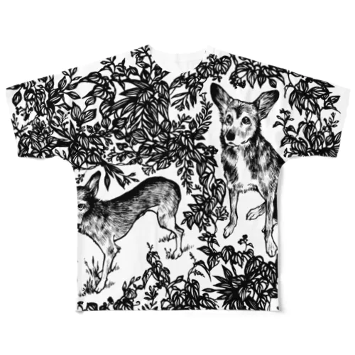 お洒落な藪と雑種犬 All-Over Print T-Shirt