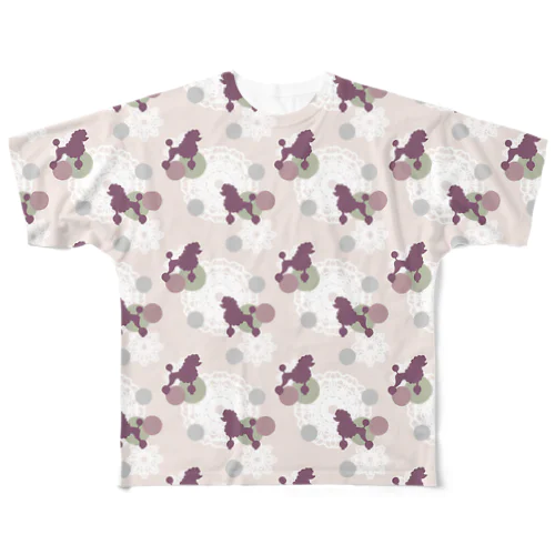 プードル×レース All-Over Print T-Shirt