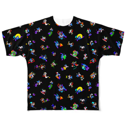 いままでの同時視聴ポま/ブラック All-Over Print T-Shirt