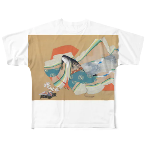 日本画：上村松園_伊勢大輔(1929) All-Over Print T-Shirt