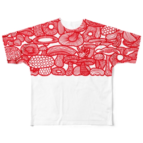 赤い線描きマッシュ All-Over Print T-Shirt