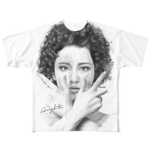 Cross Afro Girl フルグラフィックTシャツ