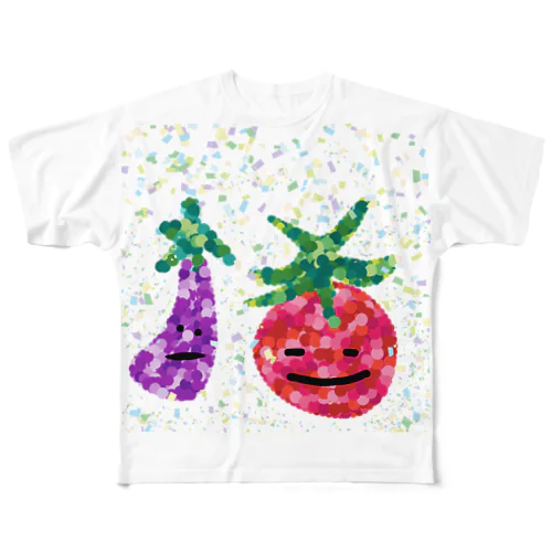 丸福　なすとトマト All-Over Print T-Shirt