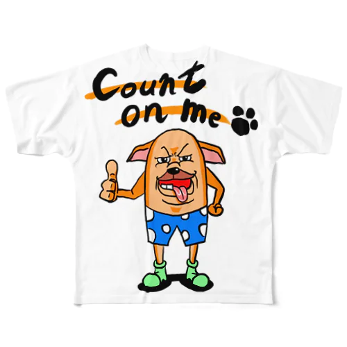 count on me ブルドッグ All-Over Print T-Shirt